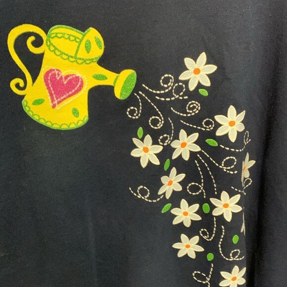 Vintage Pleasant Shade Navy Watering Can Daisy Glitter SS T-Shirt Size XL - Picture 5 of 10